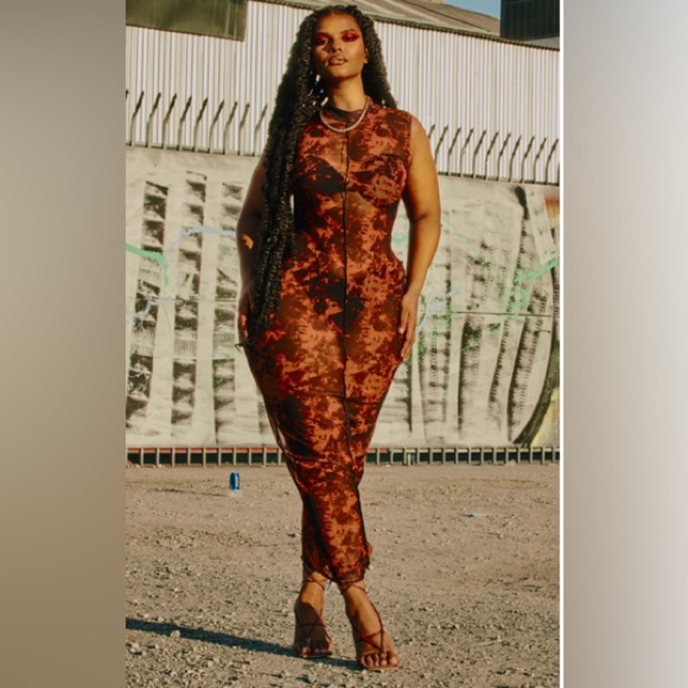 Rust Tie Dye Midiaxi Dress